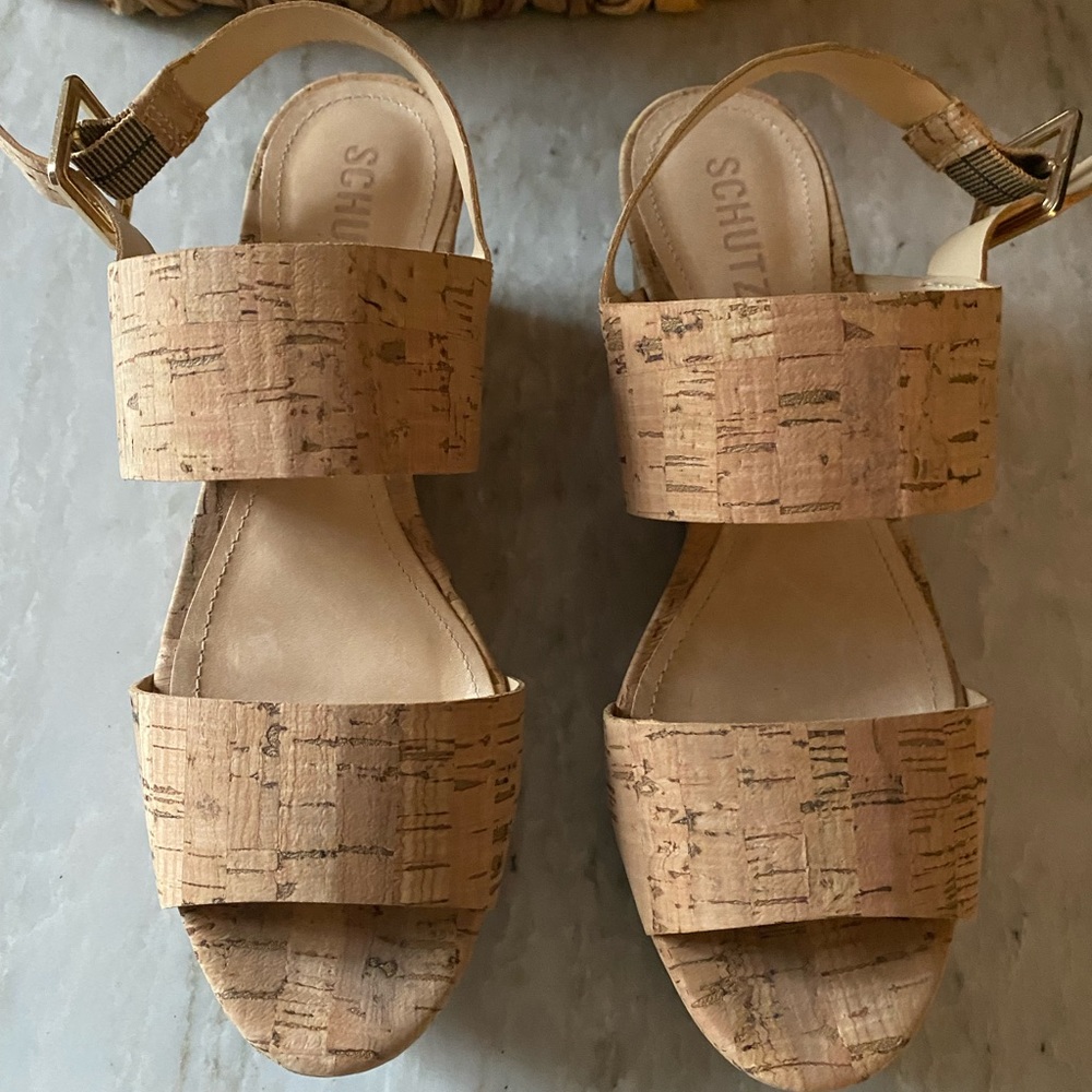 Wedge, cork style shoes